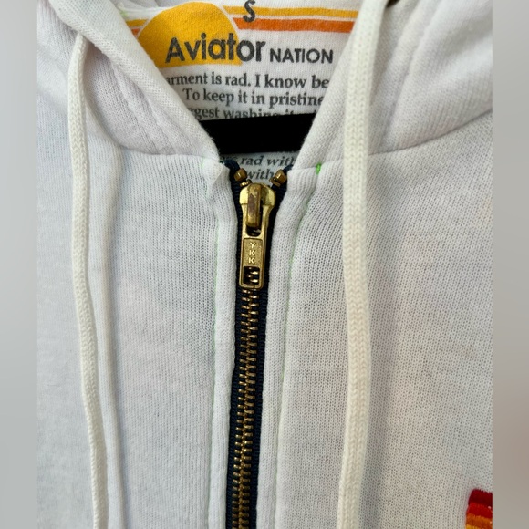 Aviator Nation Malibu 5 Stripe Zip Up Hoodie Jacket Sweatshirt - Picture 6 of 10